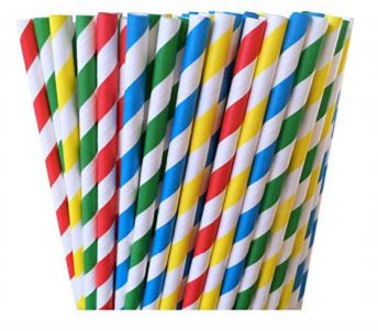 Paper Straws (Mixed colours and straight) (250 per Pack)