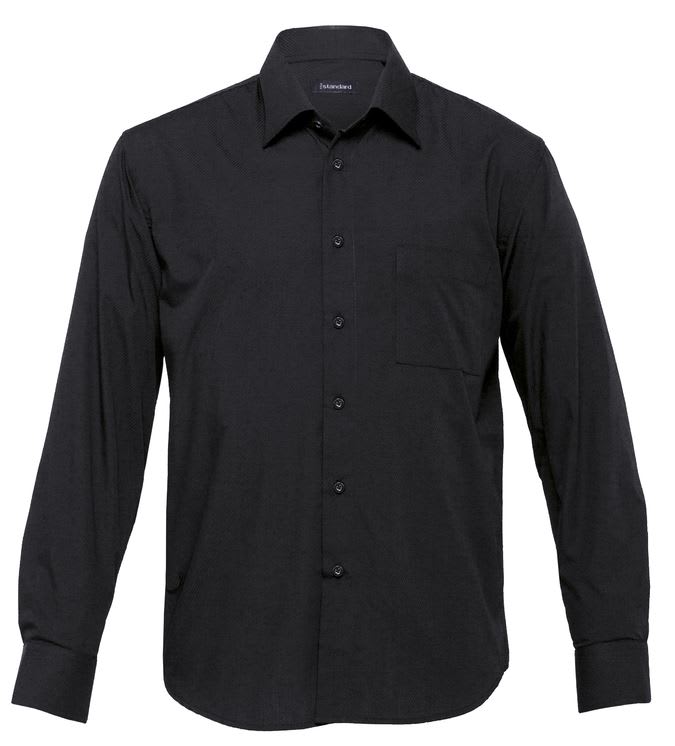 Men's Polycotton Long Sleeve Shirt - Navy (Size: MED)