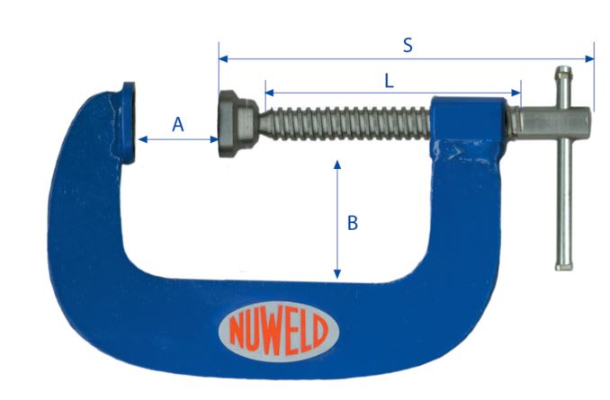 Nuweld Profile Cut Steel "G" Clamps - Bar Type 300mm