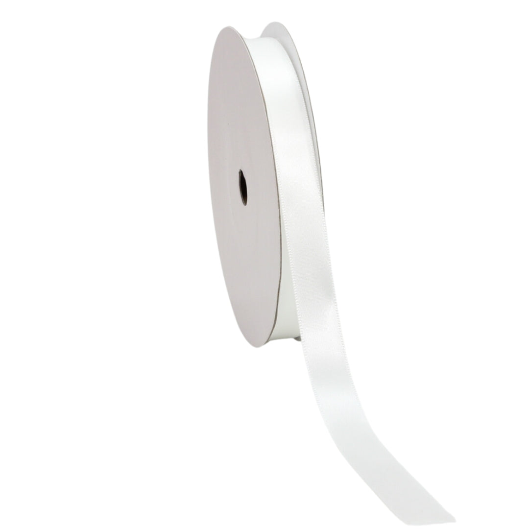 FD Satin Single Face Ribbon in Bridal White 15mm x 50m