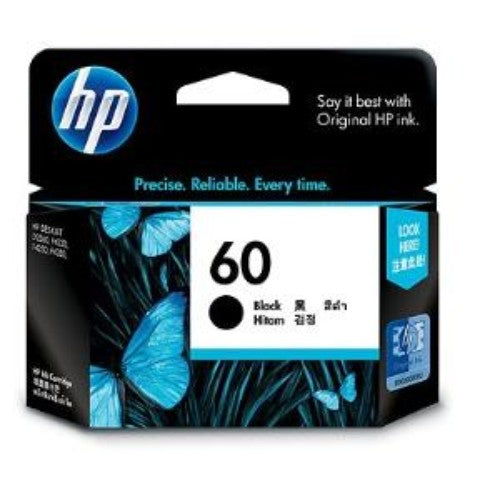 HP 60 Black Ink Cartridge - Original Ink for High-Quality Printing, 200 Pages Yield