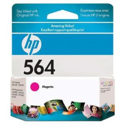 HP 564 Magenta Ink Cartridge for vibrant prints, 300-page yield, and compatible with various HP printers.