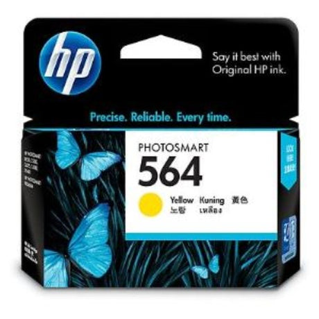 HP 564 Yellow Ink Cartridge for vibrant prints and photos, compatible with HP printers and prints up to 300 pages.