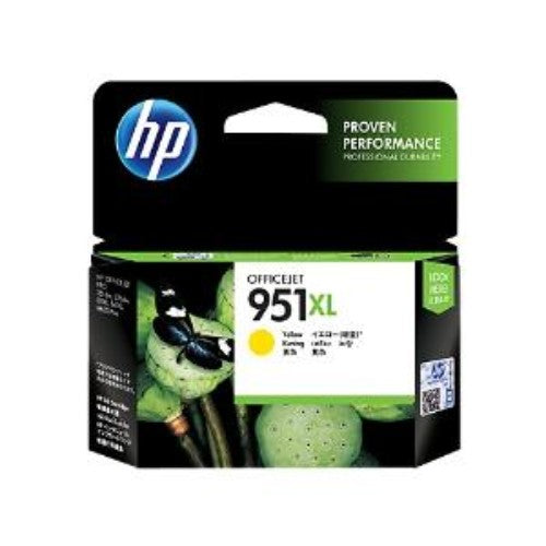 HP 951XL High Capacity Yellow Ink Cartridge for vibrant prints, yielding up to 1500 pages for home and office use.