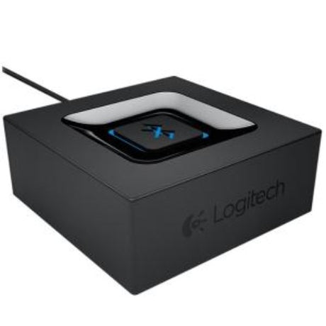 Wireless Bluetooth audio adapter for streaming music to speakers, featuring 15.24m range and multipoint device connection.