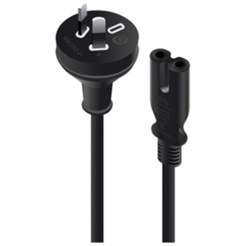 ALOGIC 2M AUS Mains Plug to IEC C7 Power Extension Cable for Electronic Devices