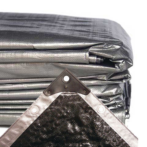 Polytuf Heavy Duty Silver and Black Tarpaulin 9.1 x 12.2m