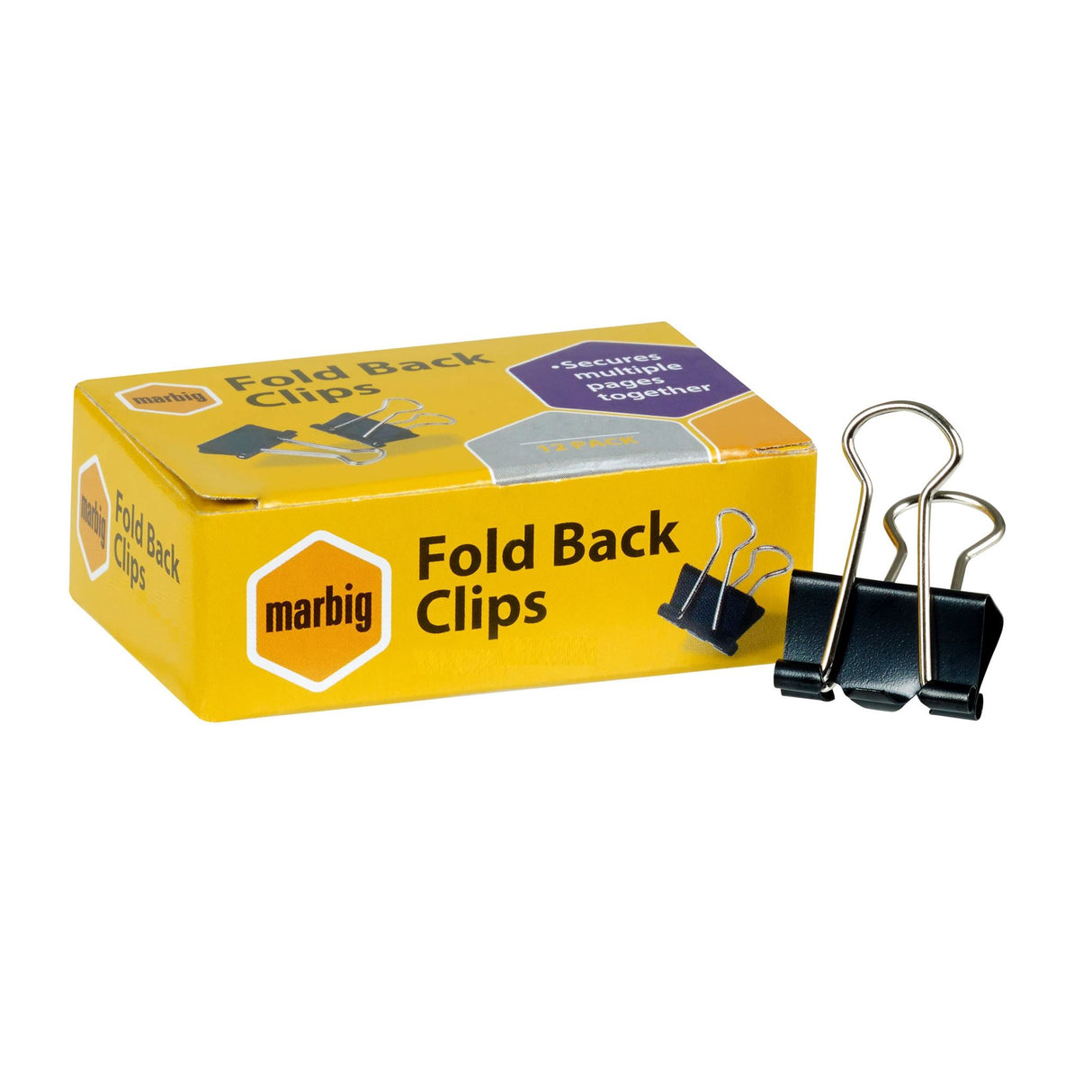 Marbig Fold Back Clips 32mm (Box of 12)