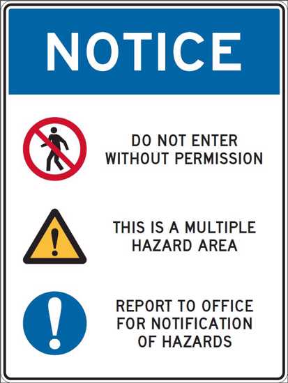 Notice Sign | Do Not Enter Multiple Hazard-W225mm x H300mm-Single Sided