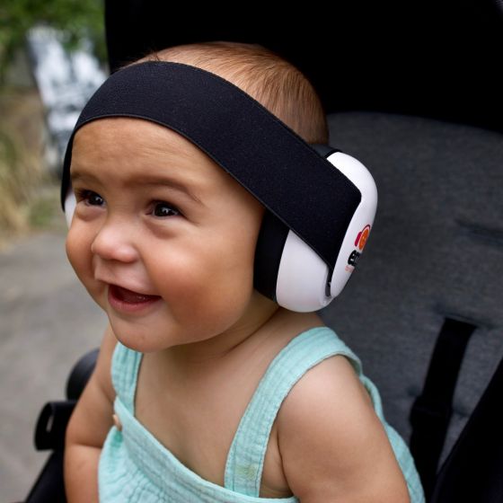 Baby Earmuffs - White/Black - Em's 4 Kids