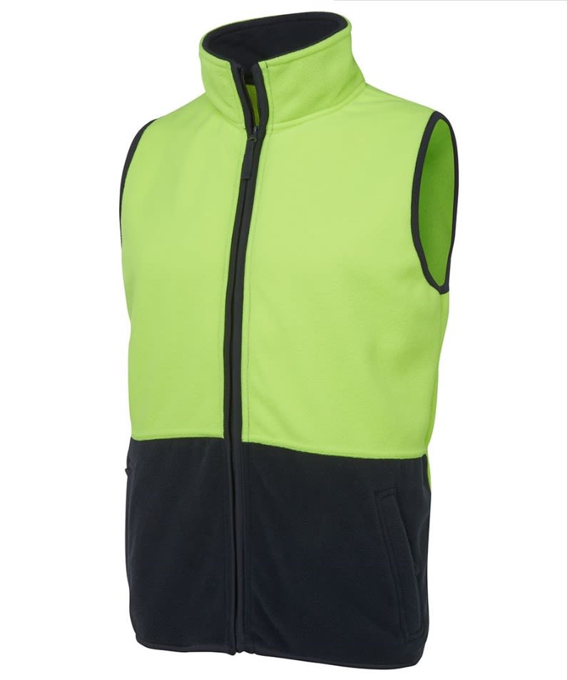 JB's Wear, Hi Vis Polar Vest, 6HVPV - Yellow/Navy (Size: XL)