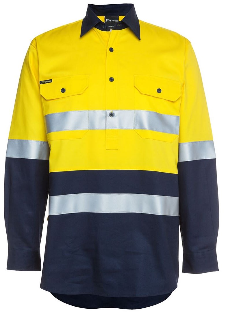 JB's Wear Close Front Shirt - Orange/Navy (Size: XS)