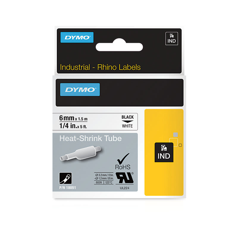 Dymo Industrial Heat-Shrink Labels 6mm x 1.5m (Pack)