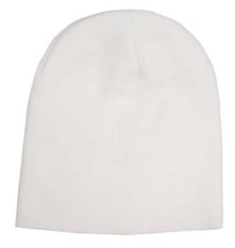 Headwear Stockists, Rolled Down Acrylic Beanie - White (Size: OSF)