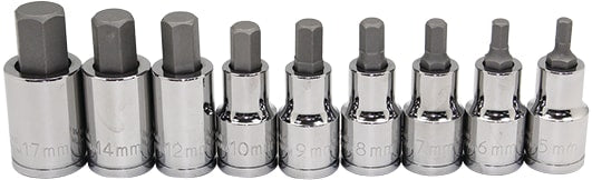 JBS 9 Piece 1/2" Inhex Modpak Socket Set Metric
