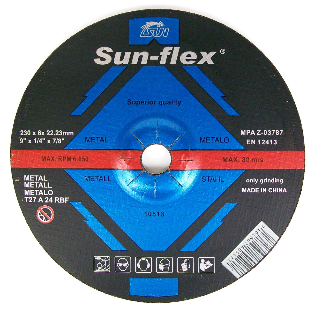 230 x 6 x 22mm Grinding Disc Metal (Each)