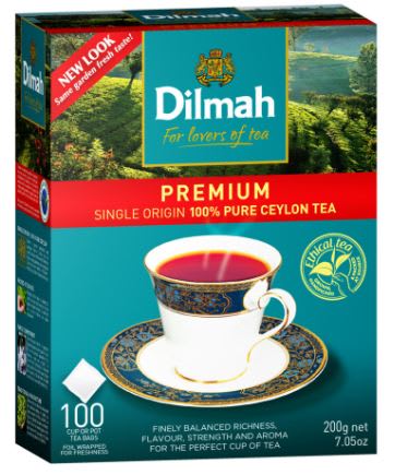 Dilmah Premium Pure Ceylon Tagless Tea Bags 100 Tea Bags (Pack)