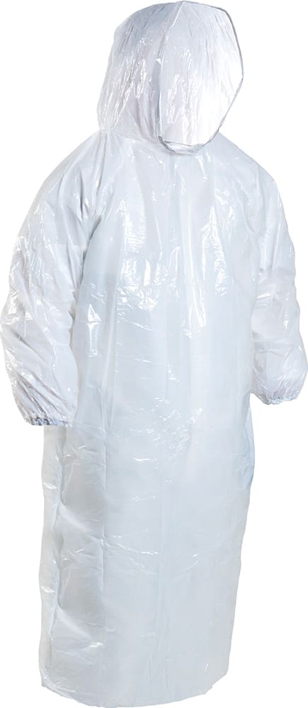 Eagle LDPE Rain/Splash Jacket with Hood White 780x1500mm (Carton of 200)