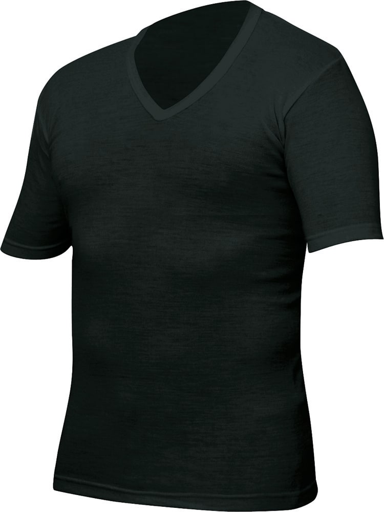 Thermerino, V Neck Short Sleeve Top - Black - S