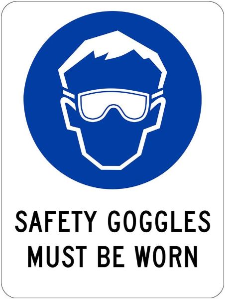 Mandatory Safety Goggles Must Be Worn Sign - PVC 225 x 300mm (EACH)