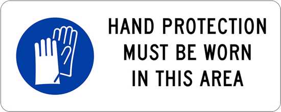 Mandatory Sign | Hand Protection Must Be Worn-W450mm x H180mm-Single Sided