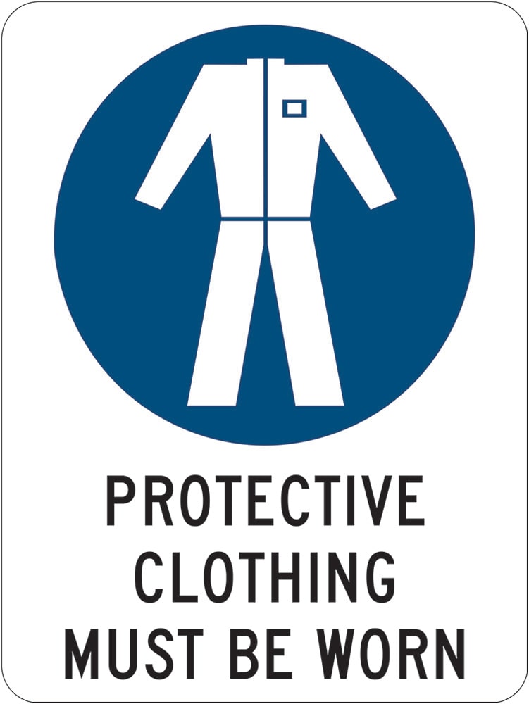 Mandatory Sign | Protective Clothing Must Be Worn W90mm x H125mm (Pack of 5)