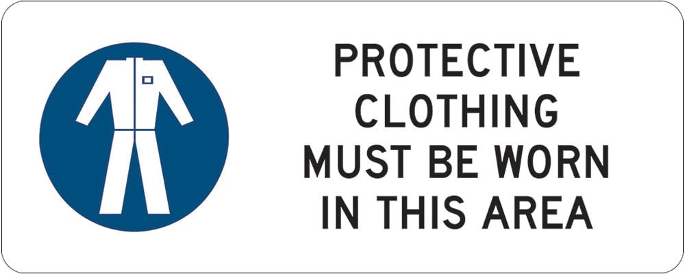 Mandatory Sign | Protective Clothing Must Be Worn W450mm x H180mm (Single Sided)