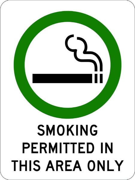 Prohibition Smoking Permitted In This Area Only Sign - PVC 225 x 300mm (EACH)