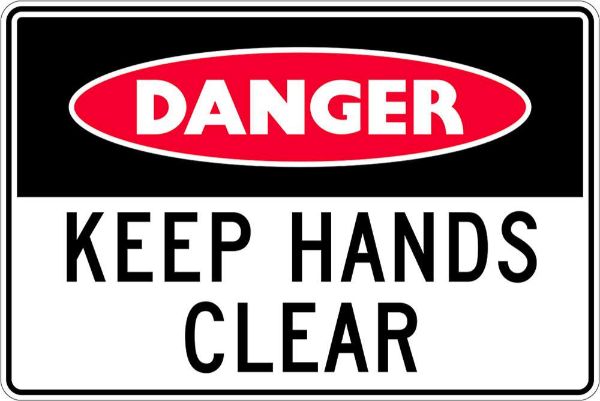 Danger Keep Hands Clear Sign - PVC 450 x 300mm (EACH)