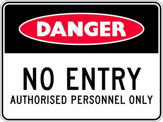 Danger Sign | No Entry Authorised Personnel Only-W300mm x H225mm-Single Sided
