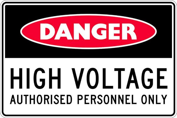 Danger High Voltage Authorised Personnel Only Sign - PVC 300 x 225mm