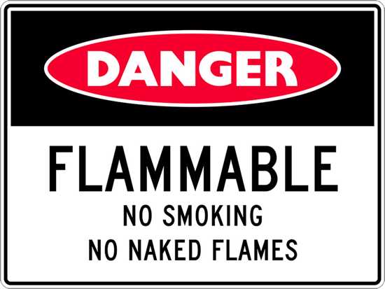 Danger Sign | Flammable No Smoking No Naked Flames-W600mm x H450mm-Single Sided