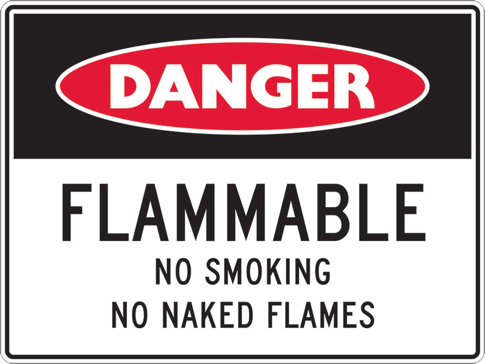 Danger Sign | Flammable No Smoking No Naked Flames W300mm x H225mm -