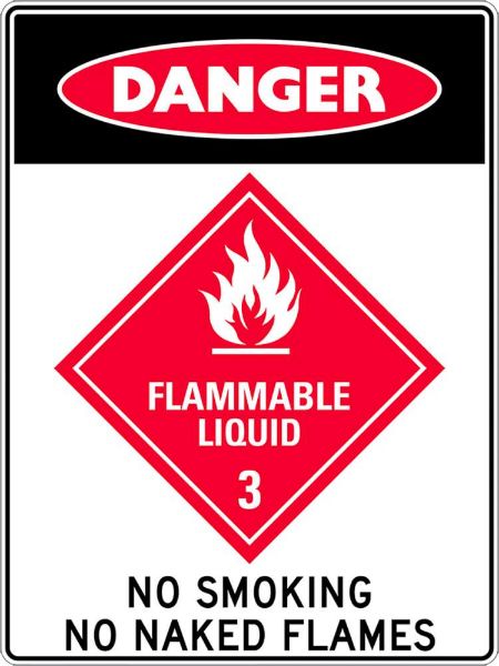 Danger Flammable Liquid Sign - PVC 450 x 600mm (EACH)