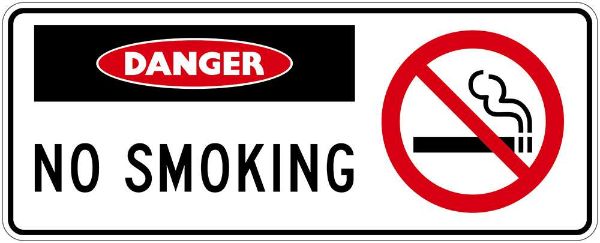 Danger No Smoking Sign - PVC 450 x 180mm (EACH)