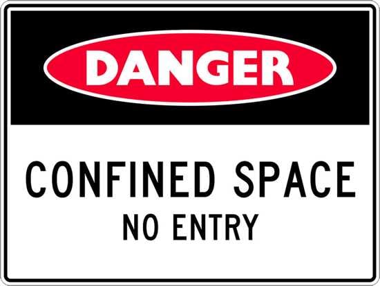 Danger Sign | Confined Space No Entry-W250mm x H180mm-Single Sided