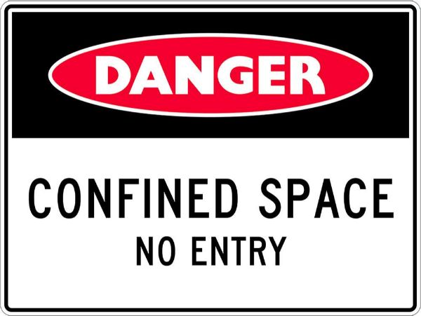 Danger Confined Space Sign - SAV 125 x 90mm (PACK OF 5)