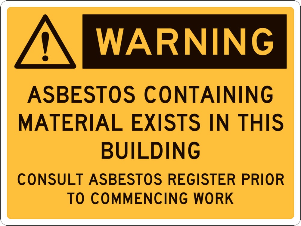 Warning Sign | Asbestos Material in Building W450mm x H300mm -