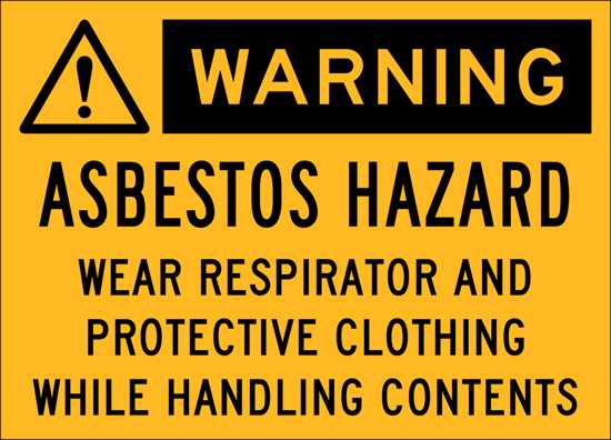 Warning Label | Asbestos Hazard Disposal Bag Label-W125mm x H90mm-Pack of 5