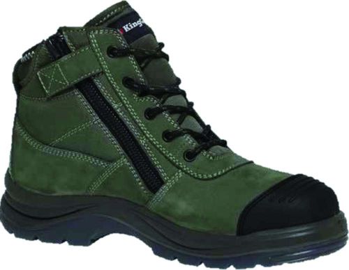 King Gee Men's Tradie Side Zip Safety Boots - Khaki (Size 7)