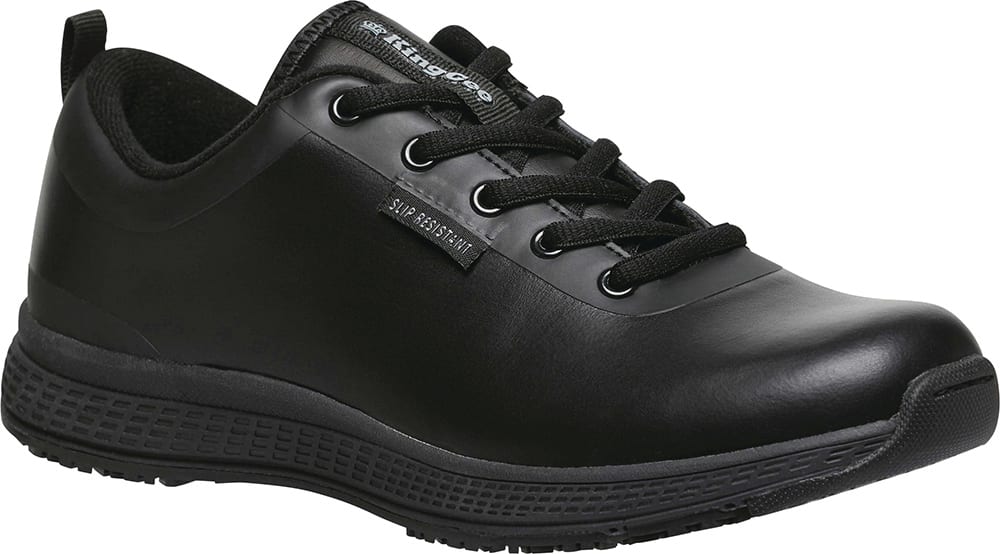 Women's KingGee Leather Superlite Shoe - Non-Slip 4-11 - Black (Size: 11)