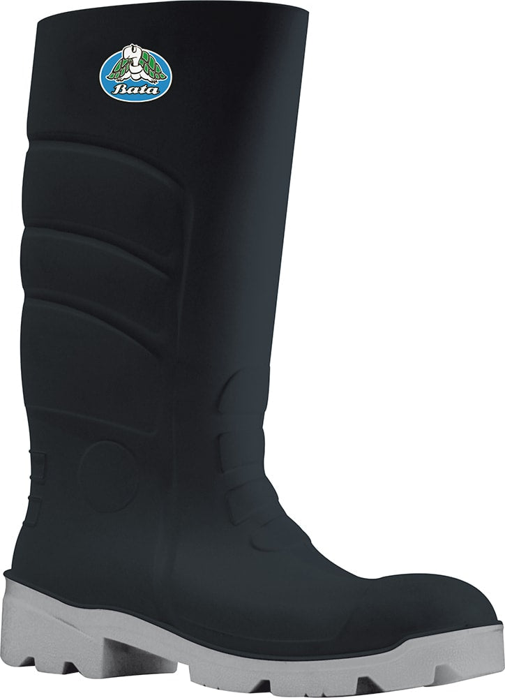 Bata Worklite Polyurethane (PU) Gumboot 4-14 - Black/Grey (Size: 12)