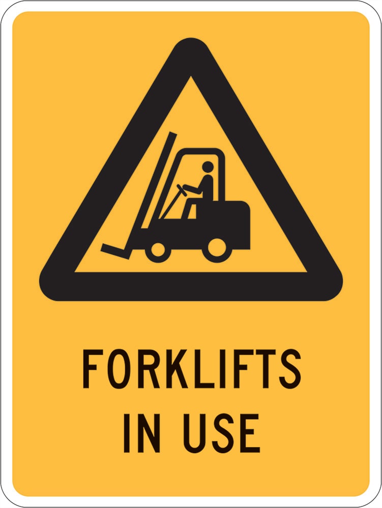 Warning Sign | Forklifts In Use W225mm x H300mm (Single Sided) - Standard