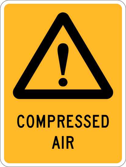 Warning Sign | Compressed Air (exclamation Mark)-W225mm x H300mm-Single Sided