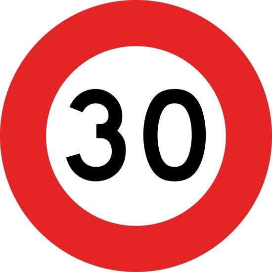Speed Limit Sign | 30 Standard - Diameter 600mm - Single Sided