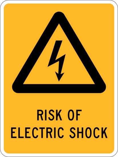 Warning Sign | Risk Of Electric Shock-W180mm x H250mm-Single Sided