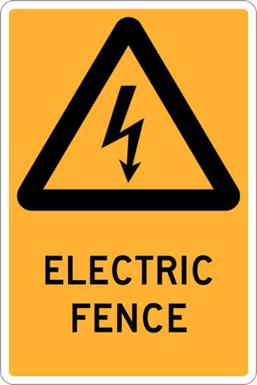 Warning Sign | Electric Fence-W225mm x H300mm-Single Sided