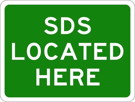Emergency Info Sign | SDS Located Here-W250mm x H180mm-Single Sided