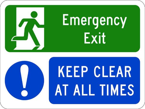 Emergency Emergency Exit Sign - PVC 450 x 300mm (EACH)
