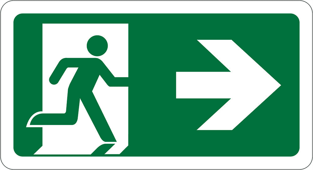 Emergency & Exit Sign | Running Man Arrow, Right W320mm x H170mm (Single Sided)